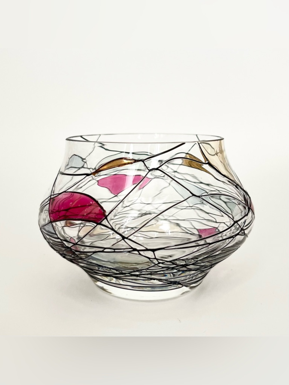 PartyLite Glass Tealight Candle Holder Tiffany Mondrian Inspired Delicate Art - Picture 2 of 7